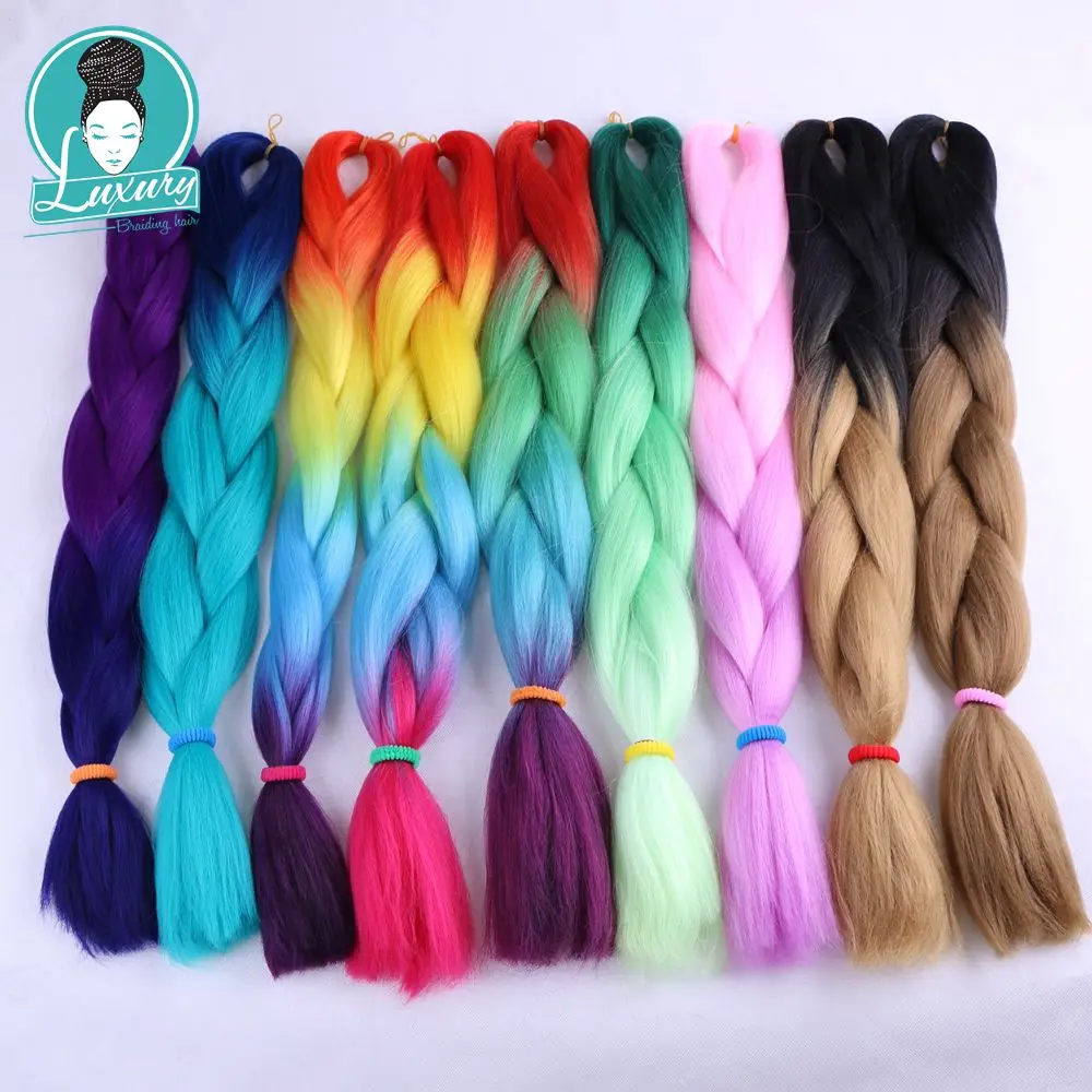 Luxury For Braing Ombre Jumbo Braids 5pcs Lot 24inch Purple Green