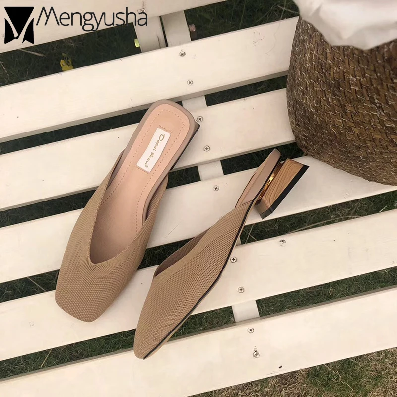 Знаменитый дизайн трикотажные pantuflas femme брендовые шлепанцы без застежки женские