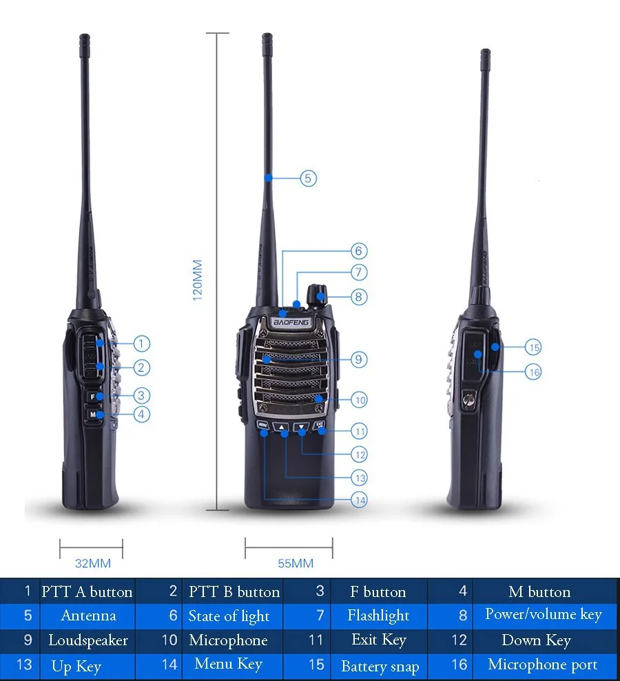 BaoFeng портативная рация UV-8D Портативный Мобильная рация PTT UV8D CB приемопередатчик Standared Батарея 2800 мАч