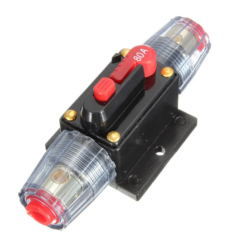 

DC 12V Car Stereo Audio Circuit Breaker Inline Fuse Protector 80AMP 80 AMP 80A New