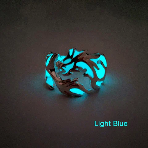 Glowing In The Dark Moon Dragon Ring for Men Adjustable size Noctilucent Night Light Jewelry
