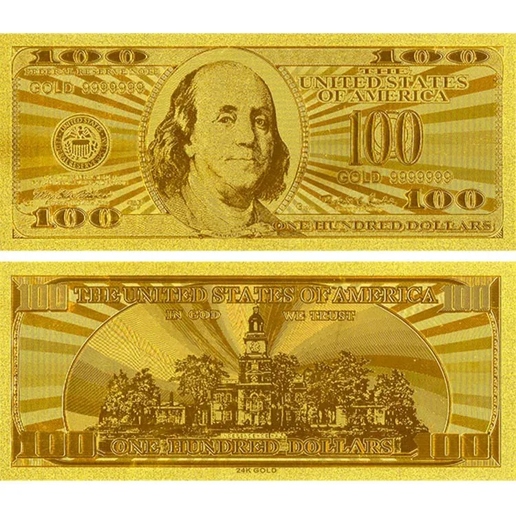 American Currency Paper Money Gold Limited Edition US 100 Banknote Billin Gold Banknotes from