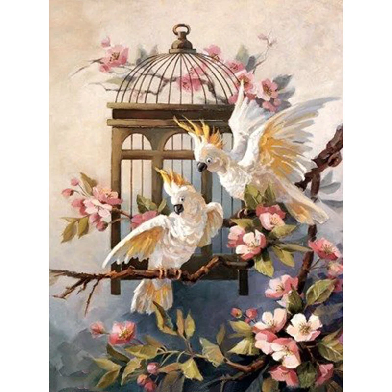 5D DIY Full Square Diamond Painting Cross Stitch Parrot on the branch 3D Diamond Embroidery Rhinestone Mosaic Home Decor