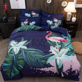 

4 Pieces Linens Comforter Bedding Set Cotton Soft Duvet Cover Fitted/Bed sheet set Multi Color Flamingo Paisley Bed Linen Set