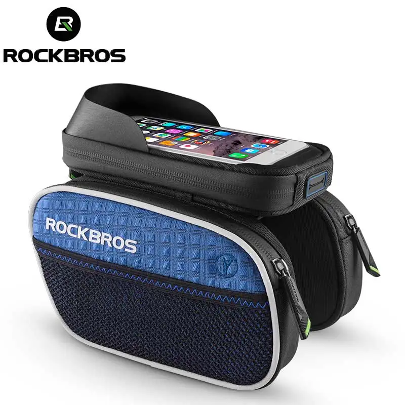 

ROCKBROS Bike Bag Rainproof Touch Screen Cycling Bicycle Pannier Reflective Frame Top Tube 5.8 Inches Phone Bag Bike Accessories