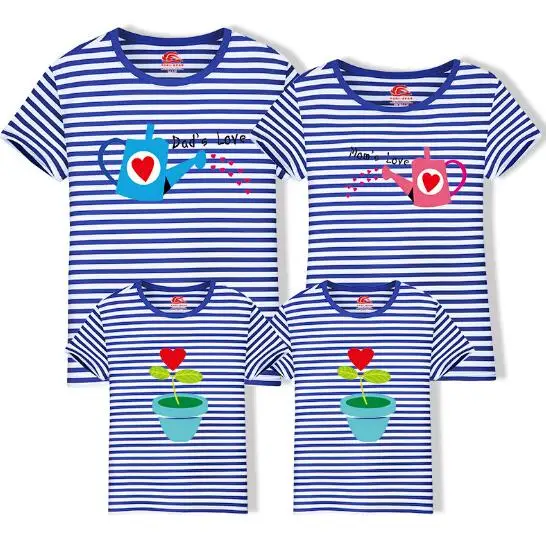 Летняя футболка; одежда для семьи; футболка в морскую полоску для папы и сына; Семейный комплект; одинаковые комплекты для папы, мамы и дочки