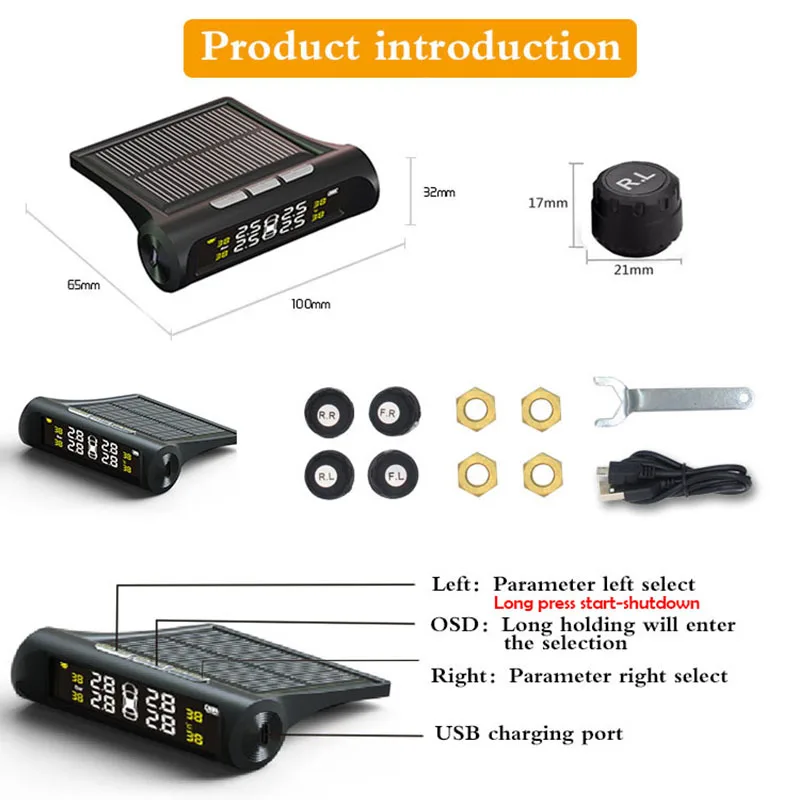 AfmoDVR USB система контроля давления в шинах на солнечных батареях автомобильных шин