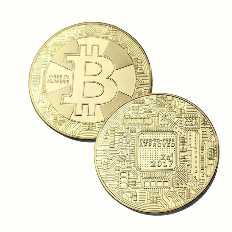 Business Souvenir Gifts 24k Gold Plated Bitcoin Coin Collectible 999.9 Gold Foil BitCoin Art ...