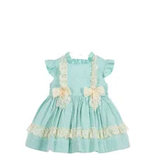 Праздничное платье для девочек светло-голубые платья с бантом винтажная Дизайнерская одежда для детей