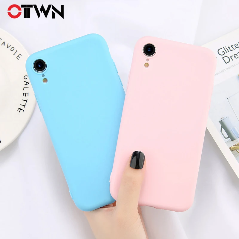 

Ottwn Phone Case For iPhone X XR XS Max XS TPU Silicone Back Cover Simple Solid Candy Color Cases For iPhone 8 7 6 6S Plus 5 SE