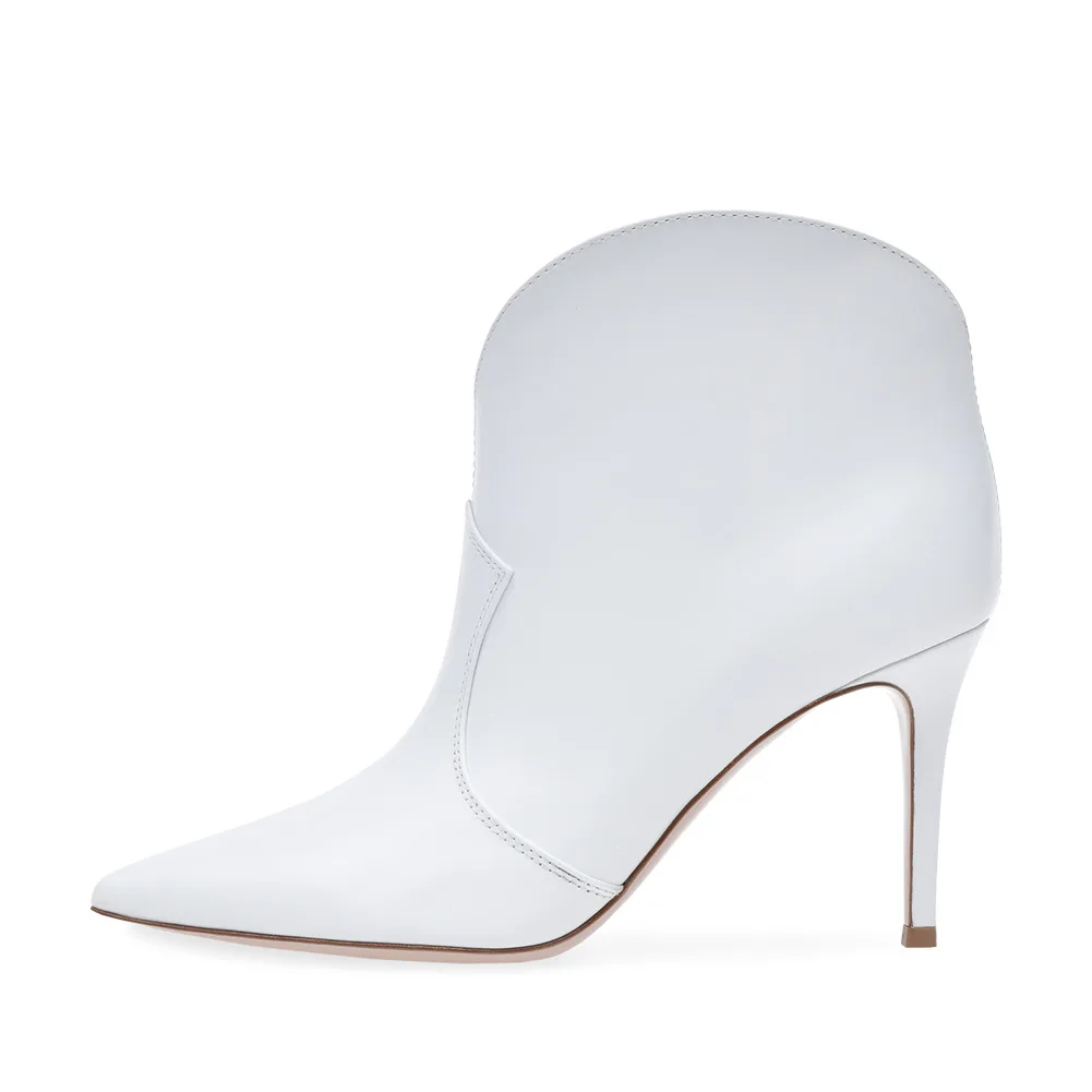 

2019 New Fashion Spring/Autumn Wedding Shoes Women Sexy Pointed Toe High-heeled 9cm Chelsea Boots Women Off White Shoes Brand