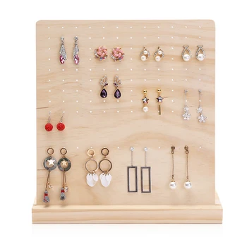 

Rustic Jewelry Display Organizer Solid Wood Earrings Display Stand Holder