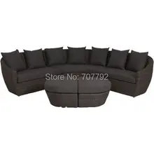 Новейший! Стандартный Изогнутый угловой диван из ротанга в коричневом цвете