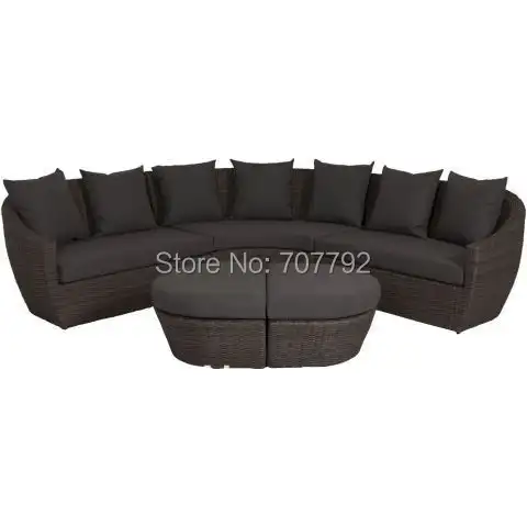 Newest Standard Curved Rattan Corner Sofa Set In Brown Rattan Corner Sofa Set In Brown