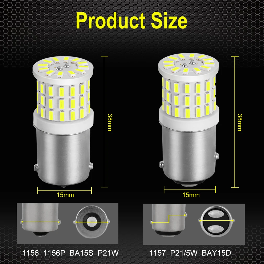 2 шт. керамический светодиодный 1156 BA15S P21W 1157 BAY15D P21/5 Вт Светодиодный R5W 1200LM белый