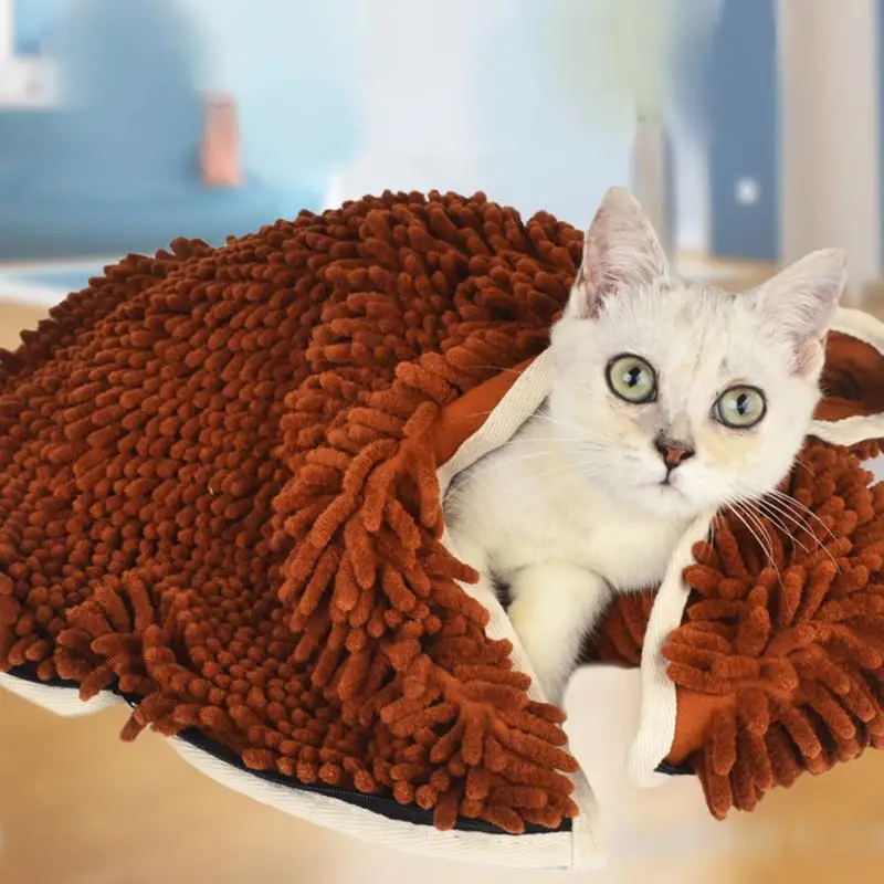 Warm Dog Clothes Super Absorbent Pet Drying Towel Embroidery Paw Cat