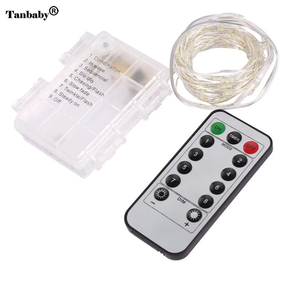 

Led String Light Battery 10M 100LED With Remote Control Waterproof Starry String Copper Wire Lights Xmas Decorative #