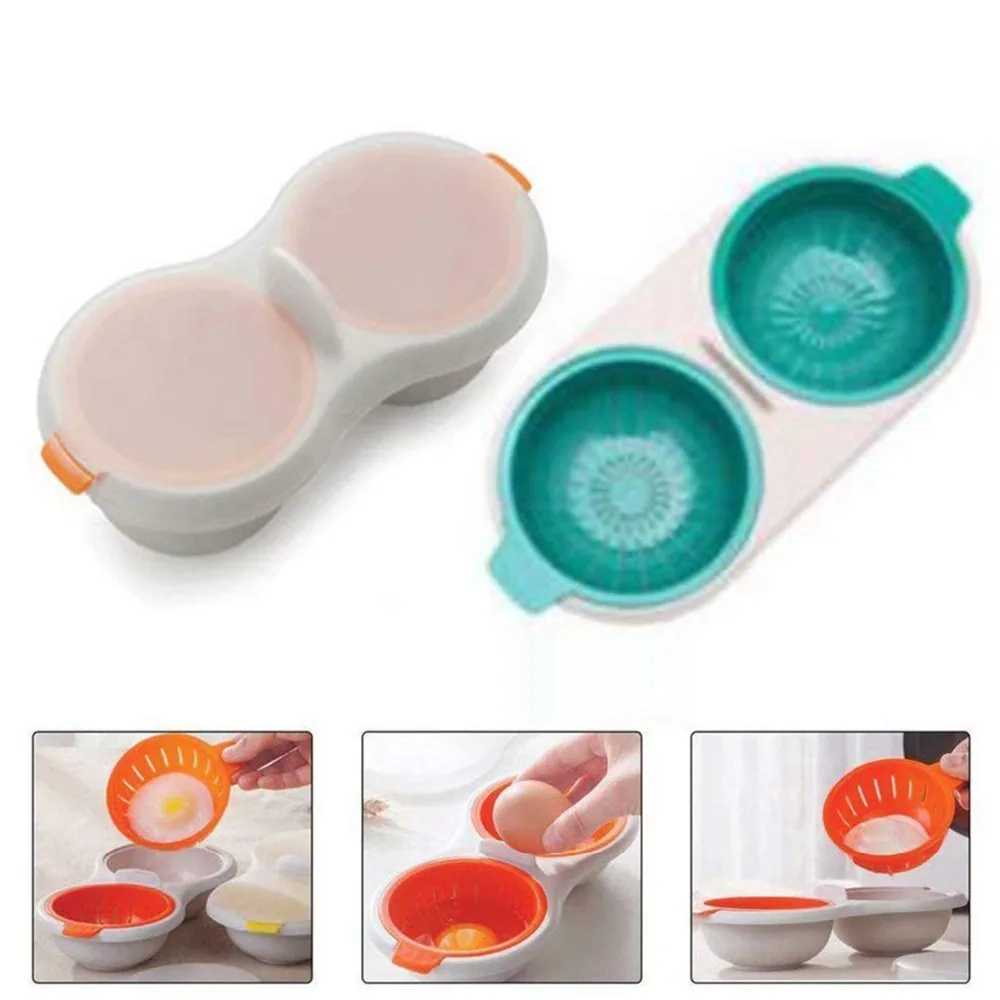 

2 Packs Double Layer Egg Poacher Microwave Egg Cooker Cooking Multifunctional Kitchen Tools safe and non-toxic cooker