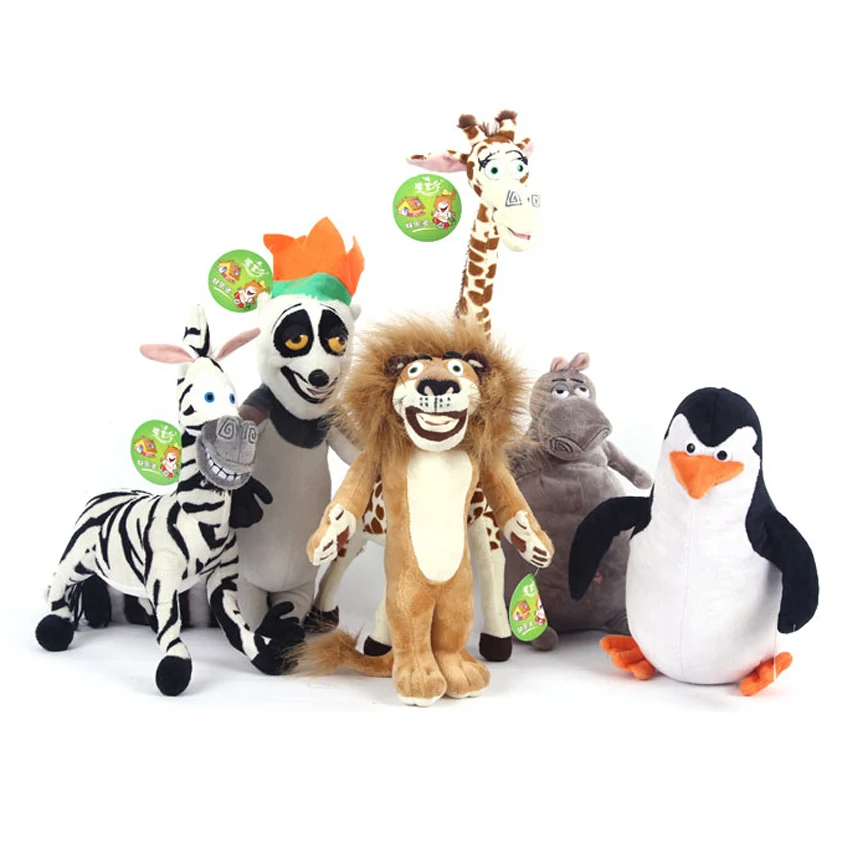 

HOT SALE MADAGASCAR CHARACTER TEAM CHARACTERS PLUSH TOYS ALEX GLORIA MARTY MELMAN PENGUIN JULIEN STUFFED TOYS BABY TOY KIDS GIFT