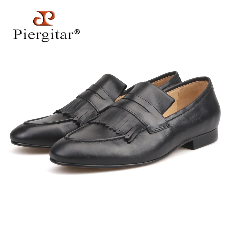

Piergitar 2018 Italian design Genuine leather men loafers Hand-made craft wedding and party slip-on men's casual shoes plus size