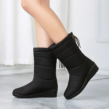 Женские ботинки из синтетического водонепроницаемого материала; теплые женские зимние ботильоны; женская обувь; Женские теплые меховые ботинки; Botas Mujer