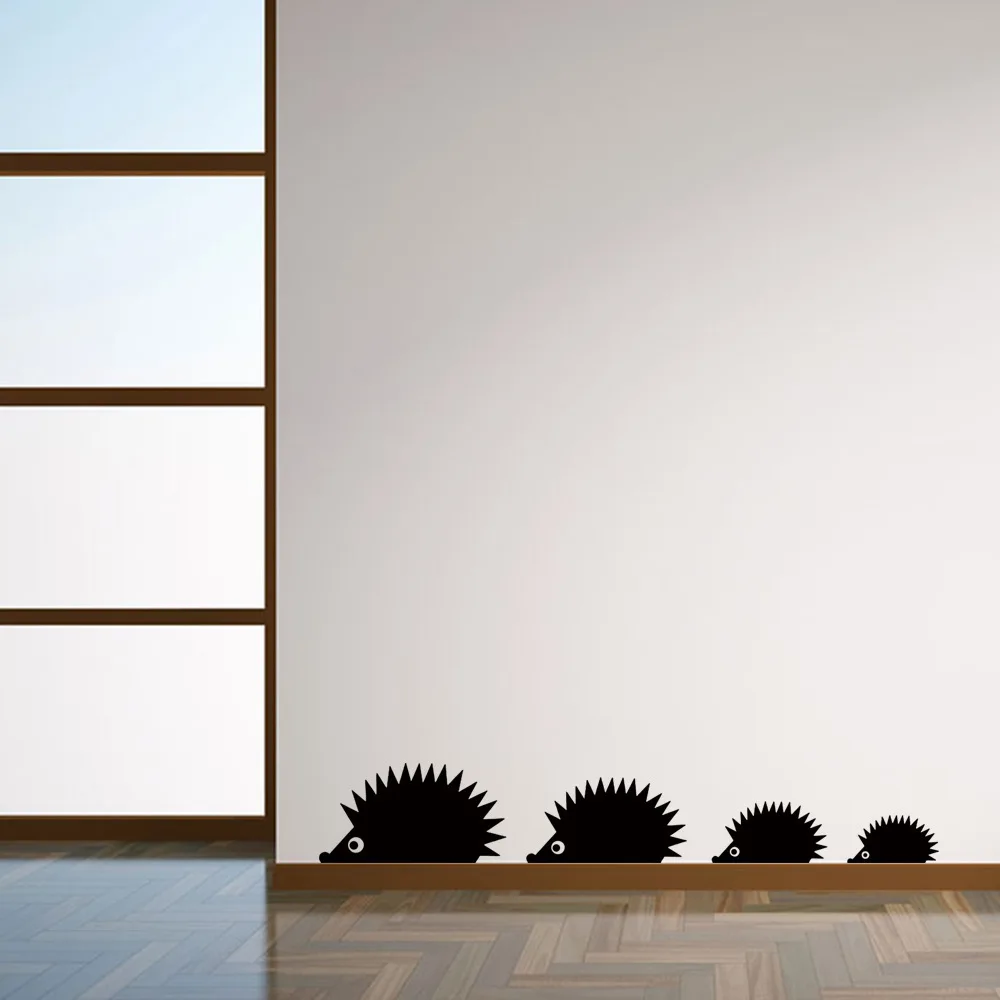 Черный мультфильм Ежик Наклейка на стену для детской комнаты гостиная окна домашний Декор стены книги по искусству Наклейки стекло стикеры украшения