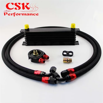 

UNIVERSAL 7 ROW AN-10AN UNIVERSAL ENGINE TRANSMISSION OIL COOLER KIT 7 ROWS TRUST TYPE BLACK + ALUMINUM FILTER ADAPTER HOSE END