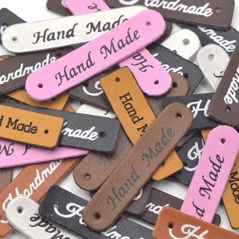 

KALASO Wholesale 30pcs Handmade Labels Tags Clothes Garment PU Leather Labels Hand Made Jeans Bags DIY Craft Sewing Supplies