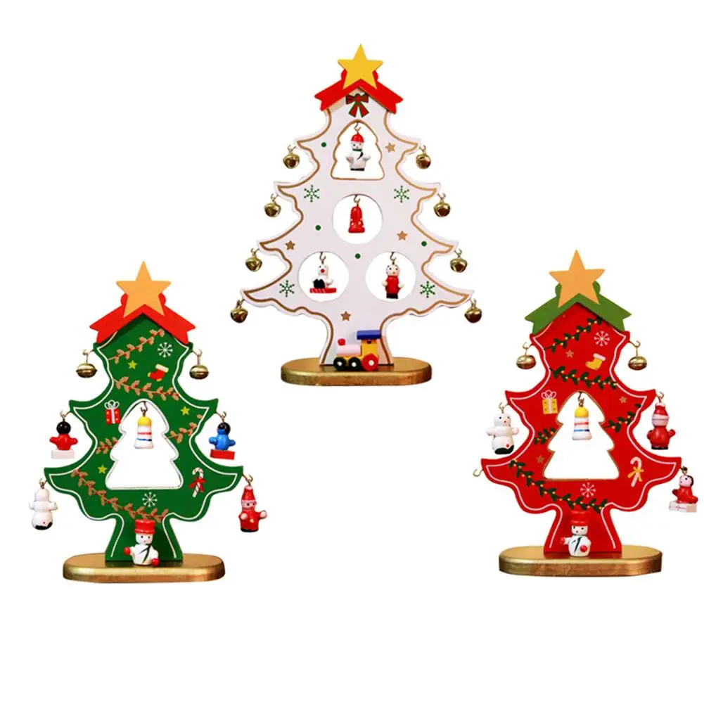 

Christmas single piece wooden Christmas tree desktop small DIY mini Christmas tree decoration ornaments
