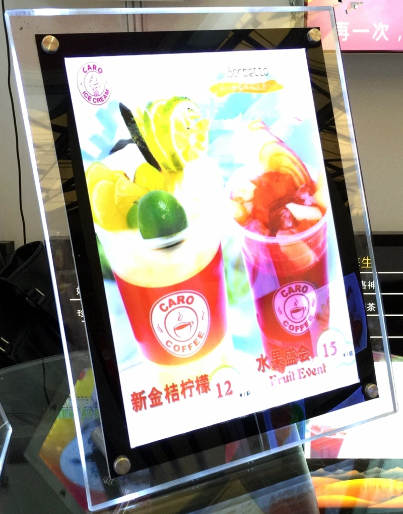 Crystal led display frame a3 size restaurant stand menu ...