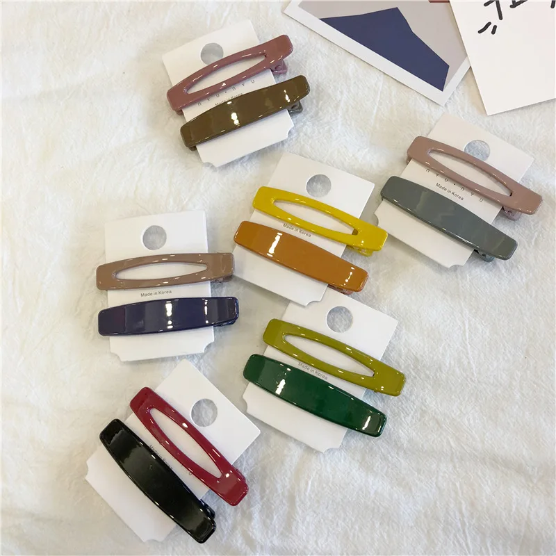 

Korean Style Acrylic Hair Clip 12 Pieces A Lot Geometry Empty Color Double-bill Clip Hair Accessories Hairpins for Women