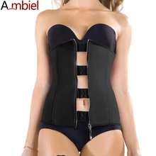 Zipper And Hooks Combo Rubber Waist Trainer Sexy Waist Corsets Latex Corset Waist Cincher Zip And