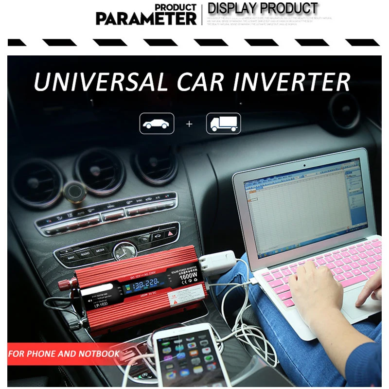 Автомобильный инвертор 12v 220v 2000W Мощность USB Зарядное устройство светодиодный