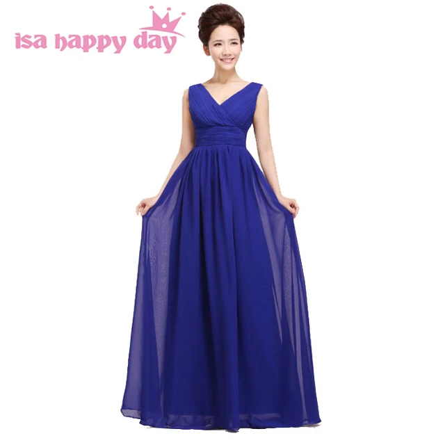 Royal Blue Chiffon Dress with Sleeves