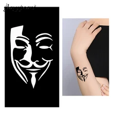 1 шт хна трафарет для татуировки V для вендетты дизайн лица маленький Менди шаблон татуировки для женщин DIY Аэрограф Живопись Водонепроницаемый G142