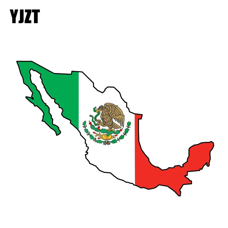 

YJZT 15CM*5.4CM Reflective Mexican Window Flag Car Sticker Country Map Decal 6-0834
