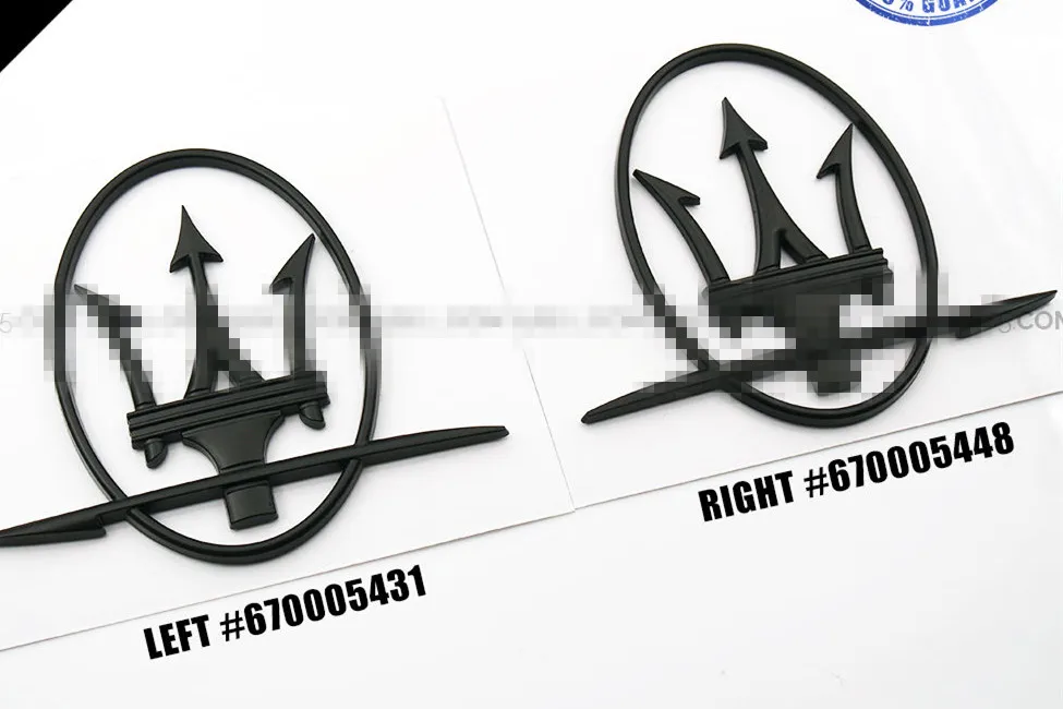 FOR Maserati Quattroporte GranTurismo Ghibli RH&LH Side Logo Matte Black Emblem