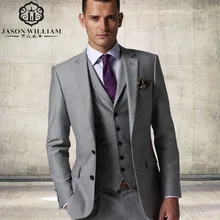 LN027 Arrival Custom made Light Gray Tailcoat Men Suit Set Dress Slim Wedding Suits Mens gray Groom Tuxedos( jacket+Pants+vest)