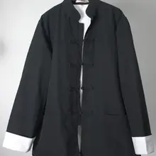 Мужские весенние и осенние черные хлопковые костюмы для мужчин Кунг фу Тай Чи форма для боевых искусств Куртка Верхняя одежда наивысшего качества удобные