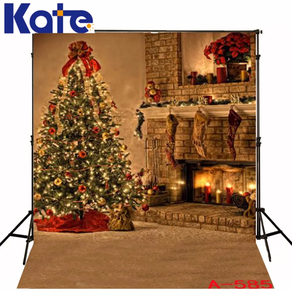 

Kate Digital Printing Muslin Backdrop Background Christmas Tree Candle Socks Christmas Backdrops Photography Stone Floor