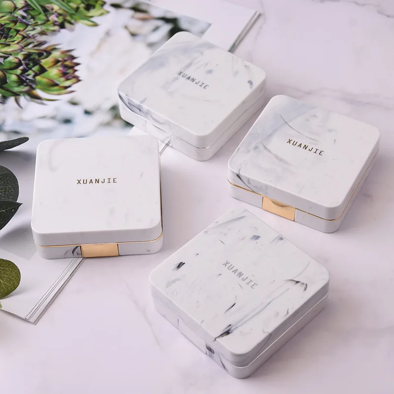 

Lens Container Marble surface square mirror cover contact lens case Travel Container Holder Soaking contact lenses 088-01