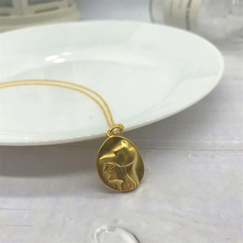 LouLeur серебро 925 пробы золото Абстрактная фигура тиснение подвеска ожерелье