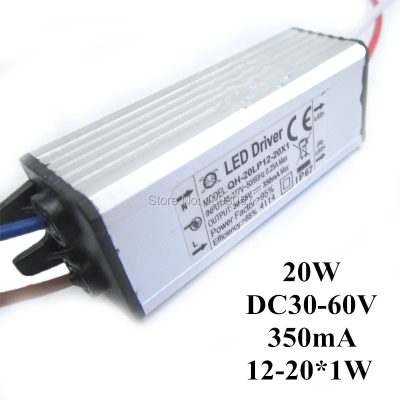 1pcs lot 20W DC30 68V Watperproof LED Driver 12 20x1W 350mA IP67 Constant Current Aluminum LED