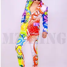 S-5XL GD BIGBANG Для мужчин певцов DJ Lemon Кола граффити костюм брюки ночной клуб этап шоу торжественное платье праздничный костюм Пром Жених vstinus