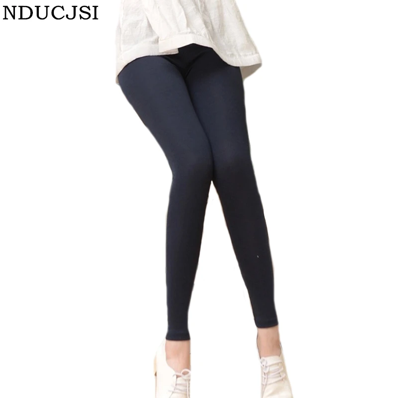 

NDUCJSI Summer Leggings Modal Long Pant Women Stretchy Leggings Cotton High Elastic Waist Black Gray White Legging solid color