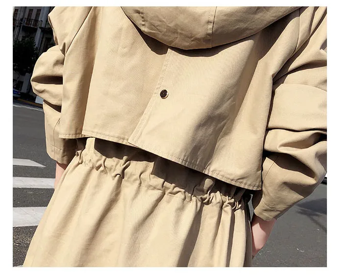 Dimensioni Chic Casual Di Marca autunno Vestiti Vento A Kaki Giacca E Cappuccio 2019 Modo Grandi Autunno Donne Sciolti Femminile Con Uk Nuovo Cappotto Impermeabili Color Trench Pqd8xUww