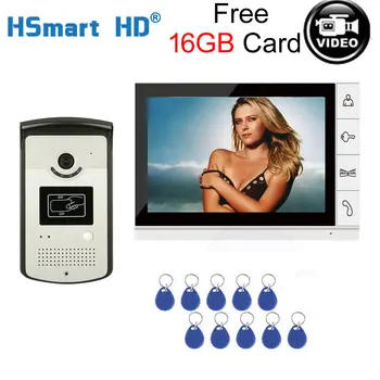 

9" Color Monitor Video Doorbell Intercom Waterproof Door Phone intercom 1 monitor + 1 doorphone + Video Record + 16G SD Card
