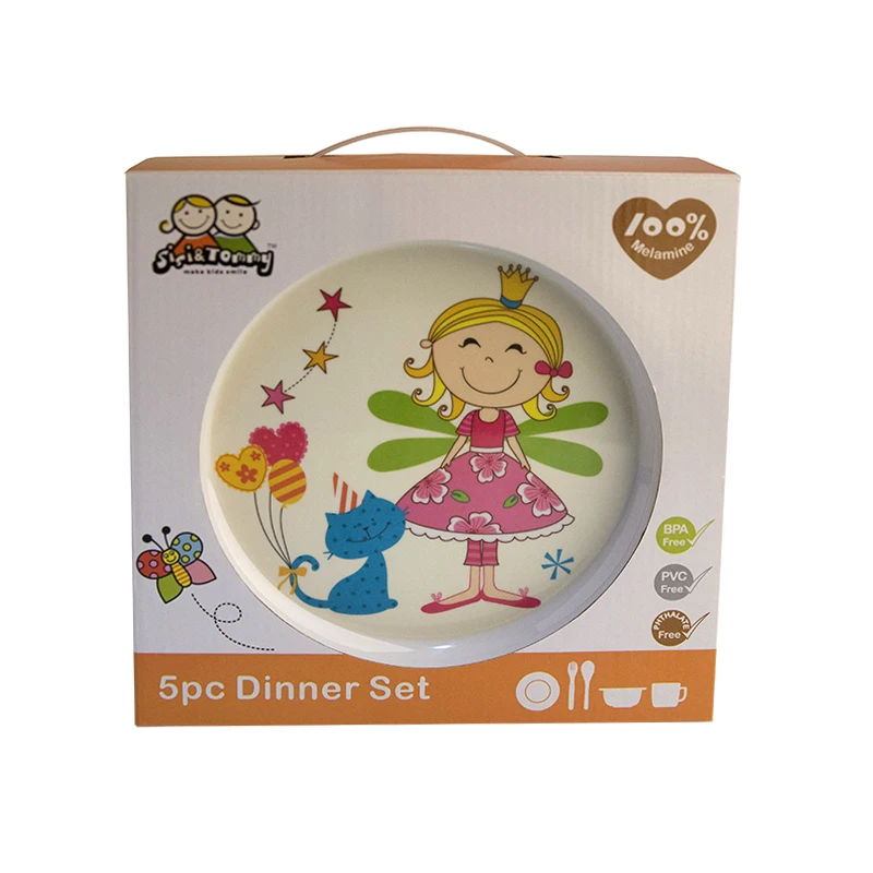 Baby Feeding Dishes Set Bowl Plate Forks Spoon Cup Children's Tableware Melamine Dinnerware Feeding Set For Kids Dishes Plate (2)