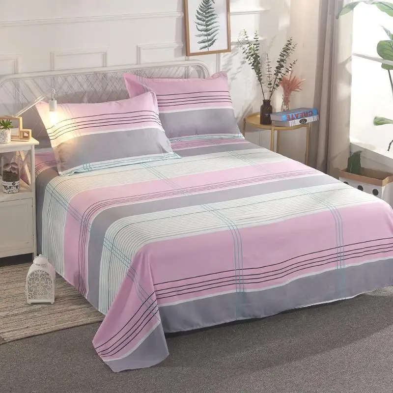 Plaid Polyester Flat Sheet Kids Adults Twin Queen size 3Pcs Ultra Soft Bed Sheets set Pillow shams Wrinkle Resistant Not Fade - Цвет: Color 4