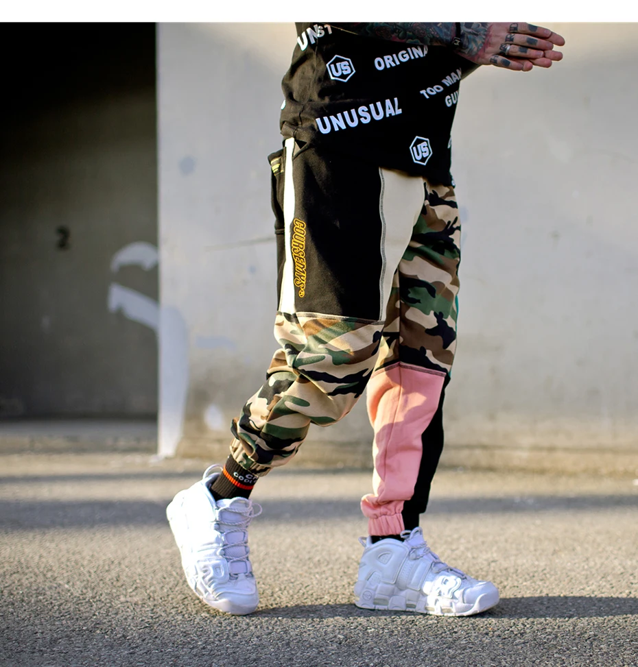 Aelfric Eden Винтаж Цвет блок мужские тренировочные брюки Лоскутная Camo Joggers 2018 хип-хоп скейтборд Active уличная спортивная одежда UR02